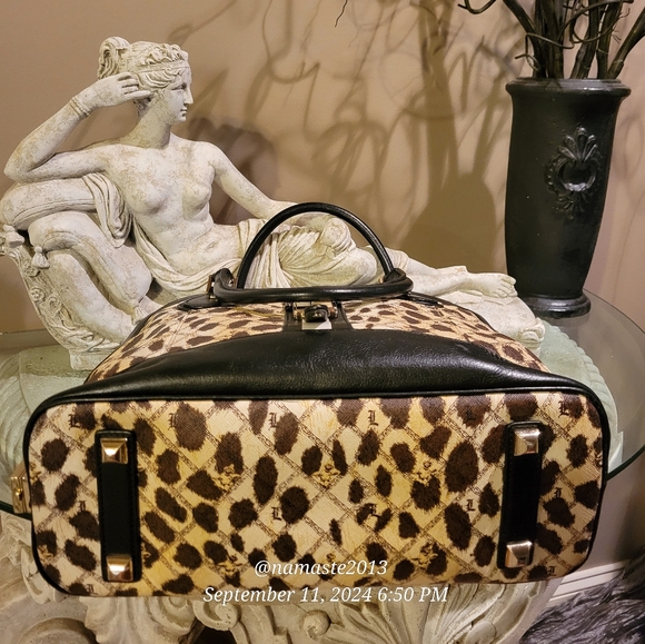 L.A.M.B. Gwen Stefani Leopard Kingston Dome Bowler Bag Designer Leather #41 - Picture 11 of 16